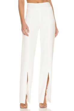 Jonathan Simkhai Ariah Front Slit Pants White Wide Leg NWT Size 0 $475