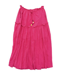 Alternative view of Kerri Rosenthal Electric Pink Tiered Midi Skirt XS Drawstring Cotton Gauze