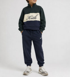 Kith Kids Script Quarter Zip Sweatshirt Jogger Set Green Navy Medium 8Y