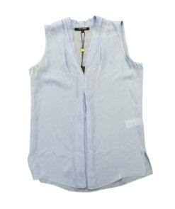 Alternative view of Kobi Halperin Marina Blue Silk V Neck Pleated Sleeveless Blouse Top NWT XS