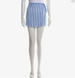 Alternative view of KULE NWT Blue White Striped 100% Silk Wrap Mini Skirt Size XS