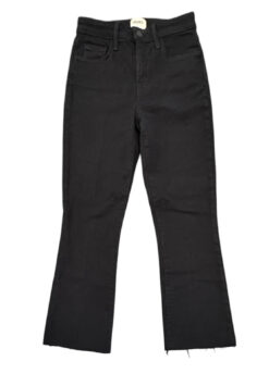 Alternative view of L'AGENCE Kendra Black Mid Rise Cropped Flare Jeans Raw Hem Size 25