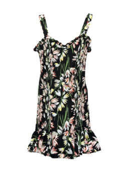 Alternative view of LIKELY Charleigh Floral Smocked Ruffle Mini Dress Black Multi Size 2
