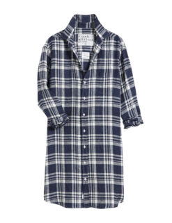 Alternative view of Frank & Eileen Mary Plaid Linen Shirt Dress Navy White Long Sleeve Small NWOT