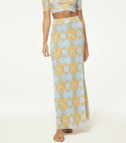 MISA Los Angeles Ekat Maxi Skirt Citrus Slice Floral XS NWT Summer Resort