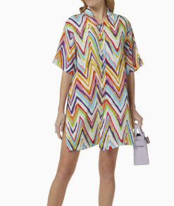 Missoni Mare Zigzag Woven Viscose Beach Cover Up Kaftan IT 40 Multicolor Italy