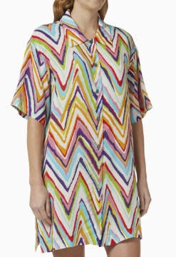Alternative view of Missoni Mare Zigzag Woven Viscose Beach Cover Up Kaftan IT 40 Multicolor Italy