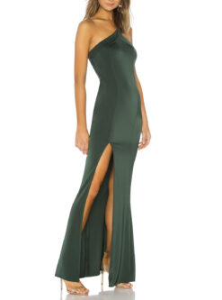 Alternative view of NBD Evan Emerald One Shoulder Maxi Gown Front Slit Formal Dress XS