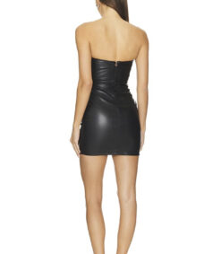Alternative view of Nookie Leona Vegan Leather Strapless Ruched Mini Dress Black S NWT