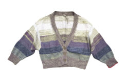 Alternative view of Raquel Allegra Kirstie Cardigan Purple Lavender Stripe Cropped Sweater 0
