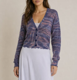 Raquel Allegra Nairobi Blue Tie Dye 100% Cashmere Cardigan Sweater Size 0