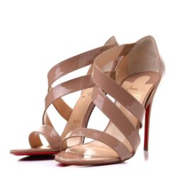 Christian Louboutin World Copine 100 Nude Patent Strappy Stiletto Sandals 39.5