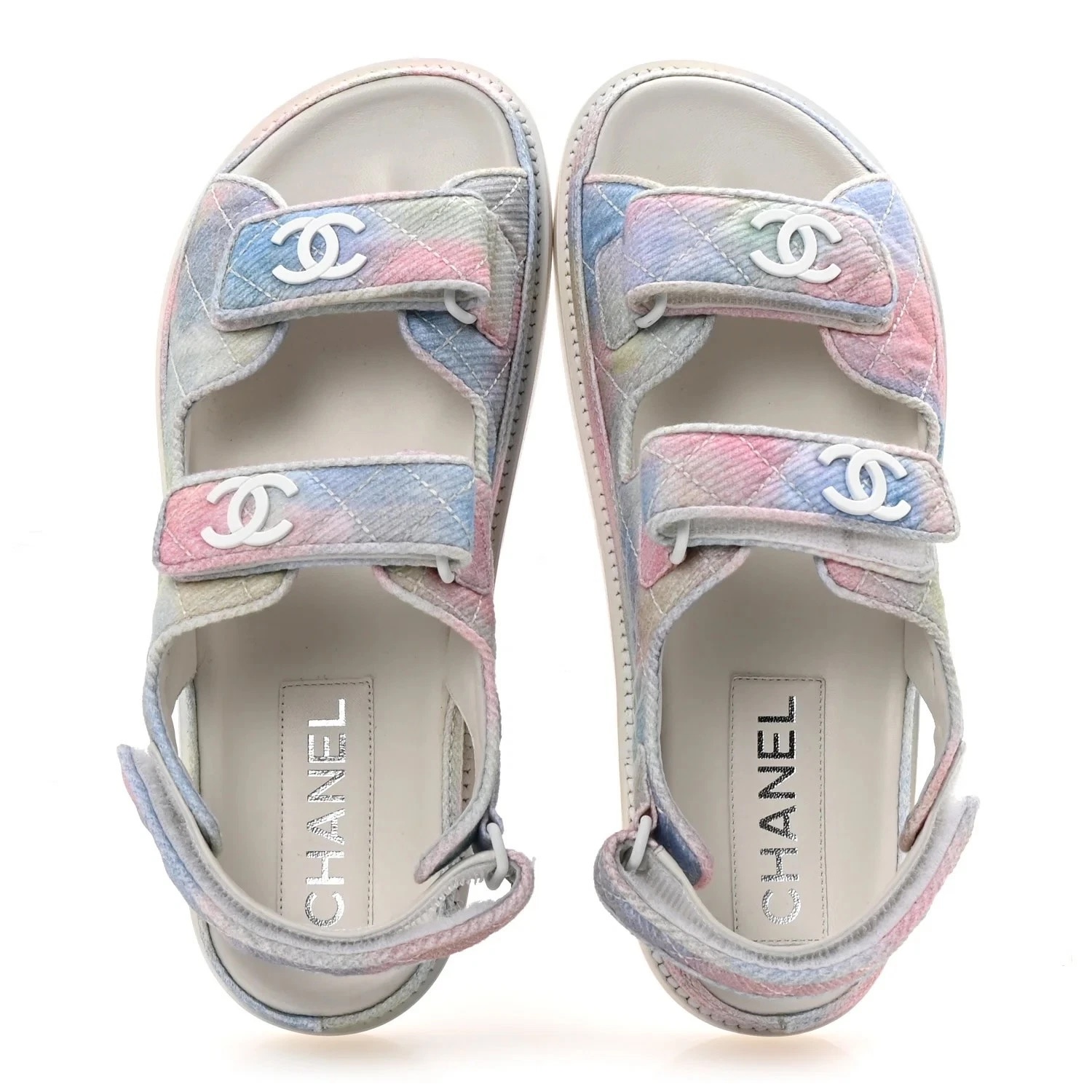 Chanel CC Logo Rainbow Quilted Slingback Dad Sandals Shoes 41.5 NIB - Image 6