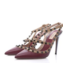 Valentino Garavani Rockstud Caged Leather Pointed Toe Pumps Heels Size 39 Box