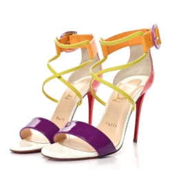 Christian Louboutin NIB Choca 100 Patent Leather Colorblock Sandals Heels 39.5