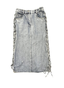 Alternative view of SEA New York Flyn Blue Denim Lace Up Side Midi Skirt Size 4