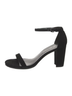 Alternative view of Stuart Weitzman NearlyNude Black Suede 80mm Block Heel Sandals Size 7.5