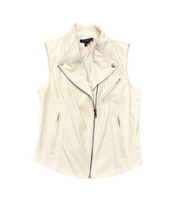 Alternative view of Theory Zita Lamb Leather Moto Vest Muslin Off White Ivory Zip Women's XS