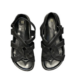 Toteme Chunky Leather Trim Canvas Sandals Black Slingback EU 40 Women's