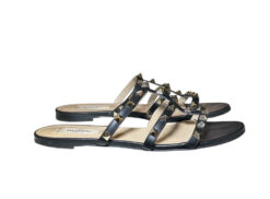 Alternative view of Valentino Garavani Rockstud Black Leather Caged Flat Slide Sandals Size 37