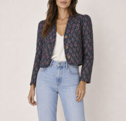 Xirena NWT Ani Navy Posey Quilted Silk Blend Jacket Size XS