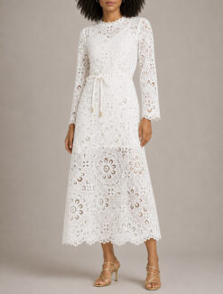 Zimmermann Ottie Dress Size 0 Ivory Broderie Anglaise Lace Maxi $1146