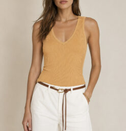Zimmermann Rib Knit V-Neck Viscose Blend Tank Top Peach Size 0