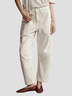 TWP Jetties Beach Jeans 25 Natural Cream Cotton Barrel Leg Pants $495