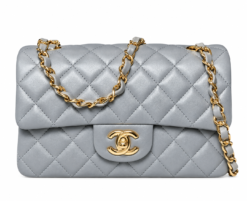 CHANEL 22A Mini Rectangular Classic Flap Grey Lambskin Gold Hardware A69900