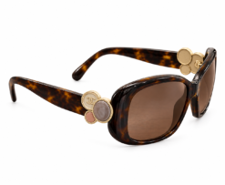 CHANEL 5191 Collection Bouton Tortoise Sunglasses CC Logo Brown Gold w/ Case