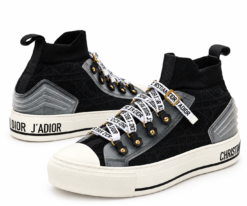 Christian Dior Walk'N'Dior Black Technical Knit High Top Sneakers Shoes 41