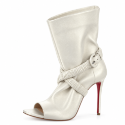 Alternative view of Christian Louboutin NIB Survissima 100 White Leather Peep Toe Ankle Boots 40