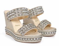 Christian Louboutin Pepite Studded Espadrille Platform Wedge Sandals EU 37