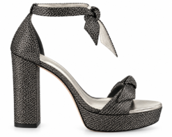 Alexandre Birman Mabeleh Silver Metallic Leather Bow Platform Sandals 35 $725