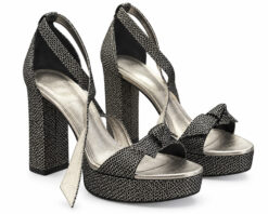 Alternative view of Alexandre Birman Mabeleh Silver Metallic Leather Bow Platform Sandals 35 $725