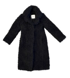 Alternative view of Ainea Italy Black Shaggy Faux Fur Teddy Long Coat Jacket IT 40