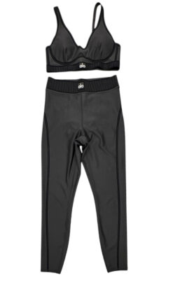 Alternative view of ALO Yoga Airlift Line Up Bra High Waist 7/8 Leggings 2 Piece Set Black Small