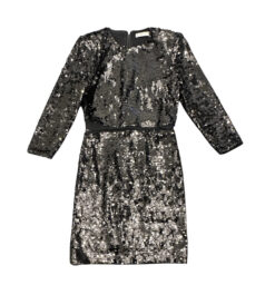 Alternative view of Alice + Olivia Rosalia Black Sequin Mesh Cutout Mini Dress Size 2