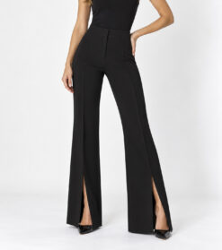 Alice + Olivia Walker Black Low Rise Front Split Hem Flare Pants Size 0
