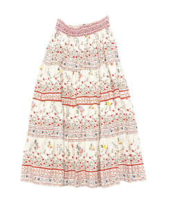 Alternative view of Alice + Olivia Melony Floral Linen Blend Tiered Midi Skirt Size 0