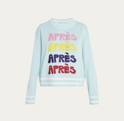 Alternative view of Alice + Olivia Gleeson Apres Ski Pullover Sweater S Blue Embellished Crewneck