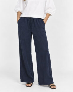 Wilfred Aritzia The Lodge Pant Dark Blue Linen Blend Wide Leg Pants Size XS