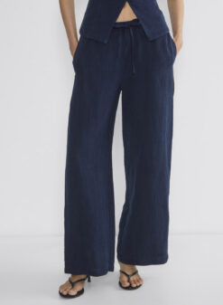 Alternative view of Wilfred Aritzia The Lodge Pant Dark Blue Linen Blend Wide Leg Pants Size XS