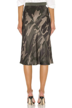Alternative view of ATM Anthony Thomas Melillo Jungle Camo 100% Silk Midi Skirt Size Small $350