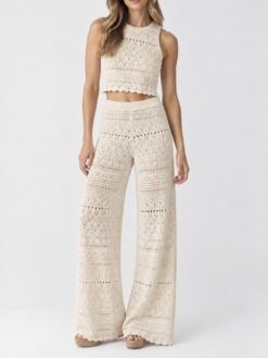 ba&sh NWT Peaches Trouser Pierce Jumper Crochet Knit 2 Piece Set XS $490