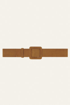 ba&sh Betty Brown Suede Leather Square Buckle Belt Size 75 Made in Italy NEW