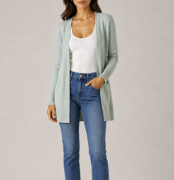 BRODIE Mint Green 100% Cashmere Open Front Duster Cardigan Sweater XS