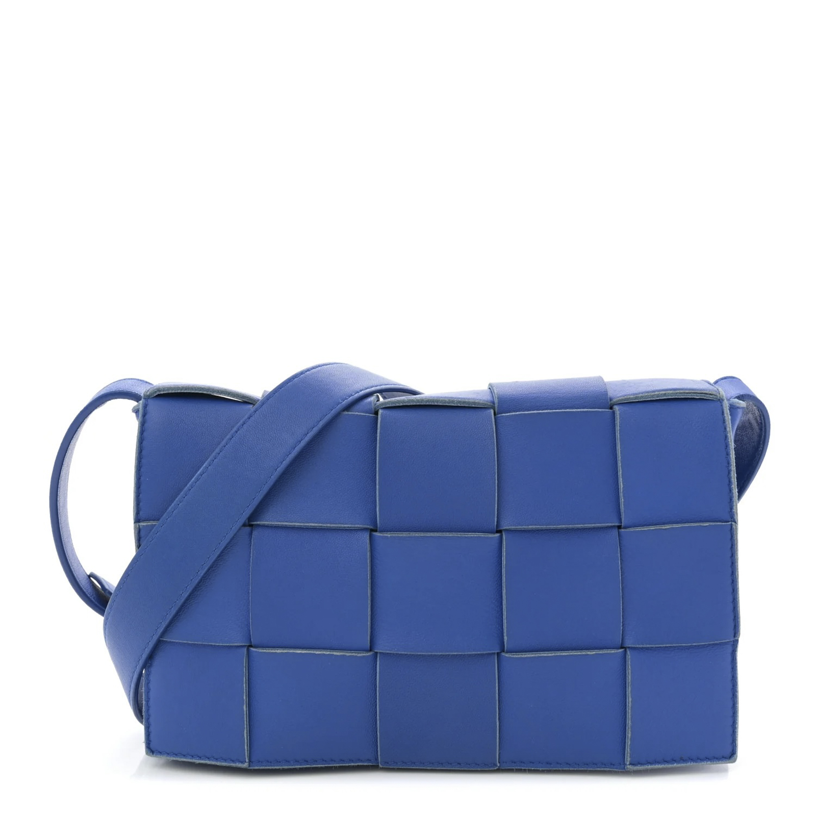 Bottega Veneta Maxi Intrecciato Cassette Cobalt Blue Leather Crossbody Bag