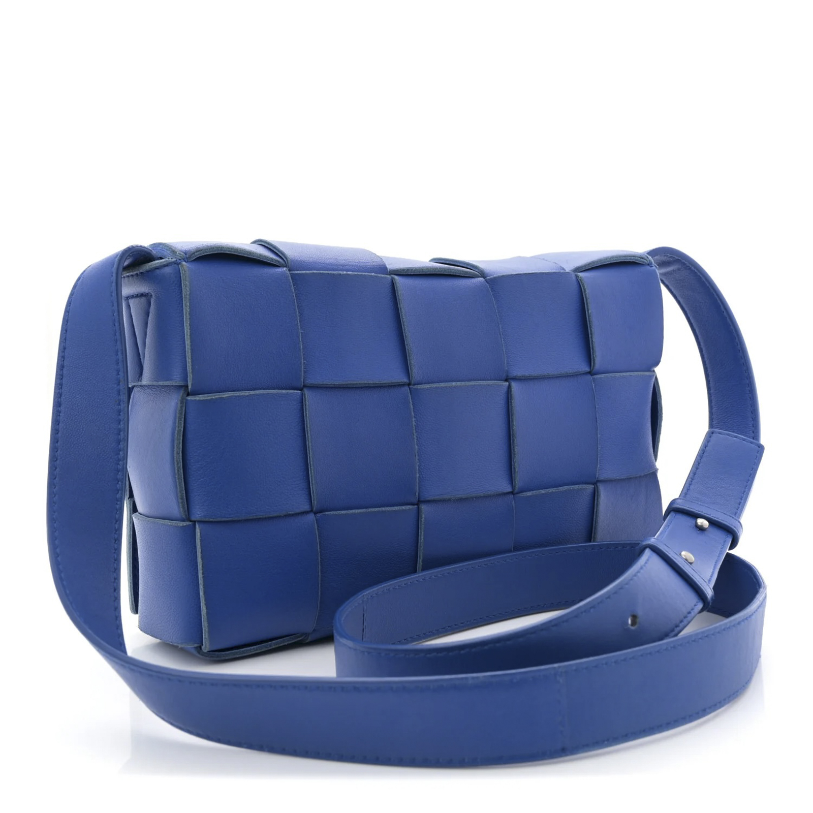Bottega Veneta Maxi Intrecciato Cassette Cobalt Blue Leather Crossbody Bag - Image 2