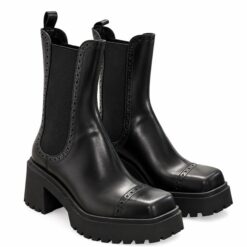 FRAME Lumi Black Leather Platform Lug Sole Chelsea Boots Size 35/5 NWOB